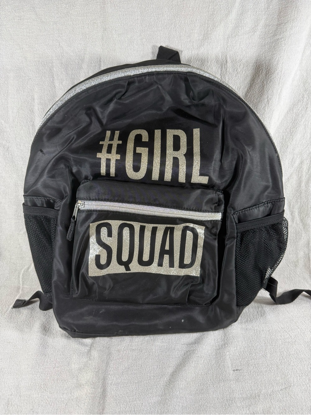 Place Sport #GIRL SQUAD Black Backpack with Silver Accents